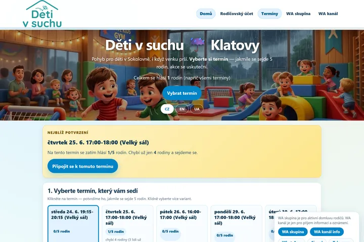Děti v suchu, rodičovská iniciativa